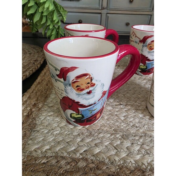 Williams Sonoma Set Of 4 LETTERS TO SANTA Teddy Bear X-Mas Coffee Mugs 4" 2007 - Picture 2 of 8